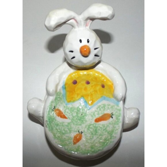 Bunny Easter Egg Carrots trinket soap dish - Picture 2 of 6